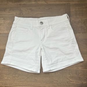 American eagle white midi denim shorts